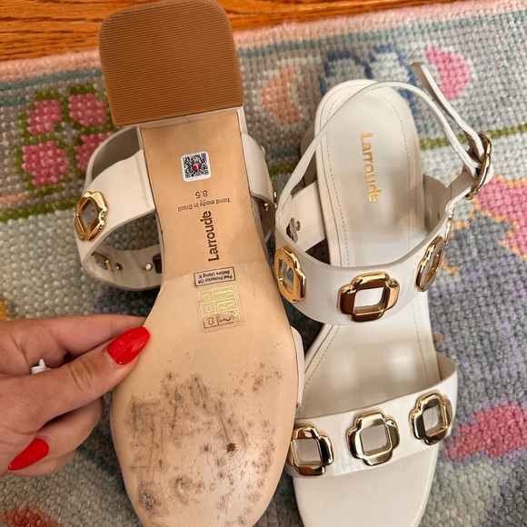 Larroudé Milan Sandal In Ivory Leather - Picture 4 of 4